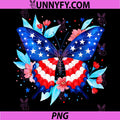 Beautiful Floral Butterfly PNG, American Flag Happy 4th of July PNG