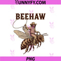 Beehaw Beekeeper Cowboy PNG, Funny Bee Riding Illustration PNG
