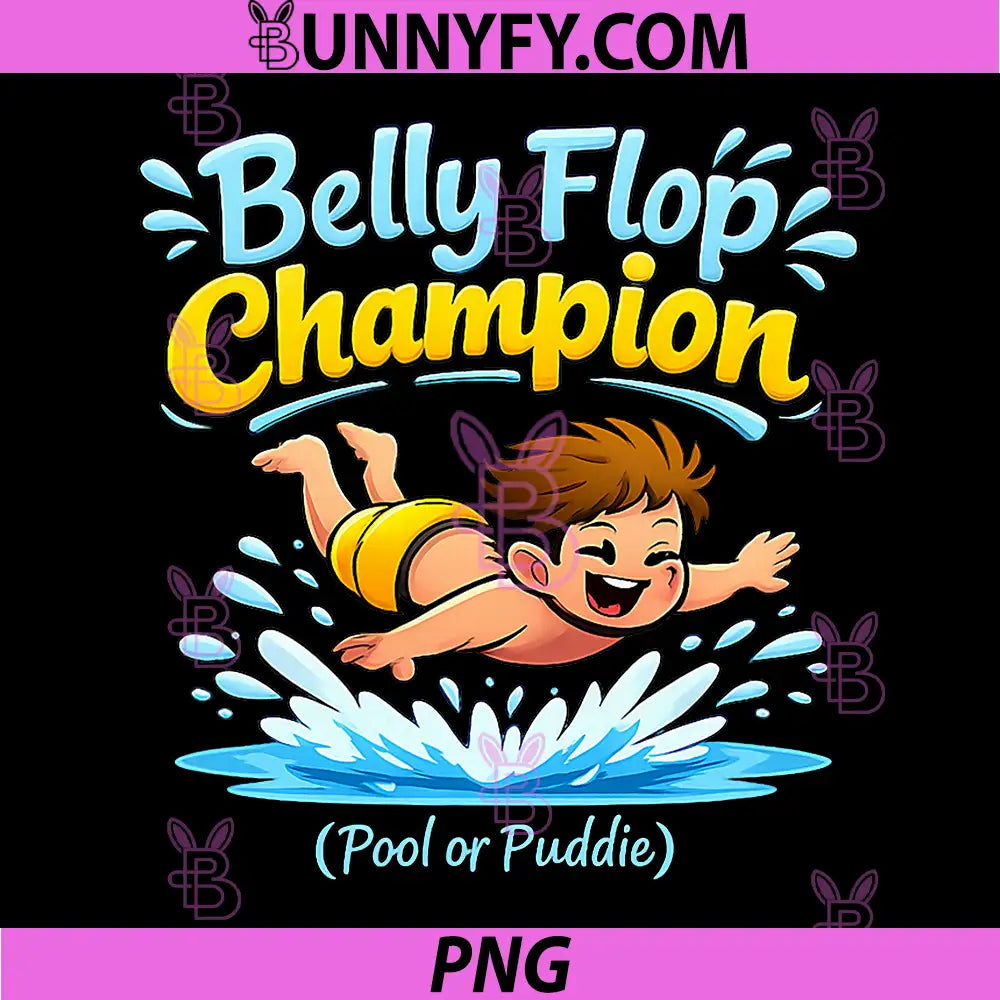 Belly Flop Champion PNG, Pool or Puddle Local Pride Badge PNG