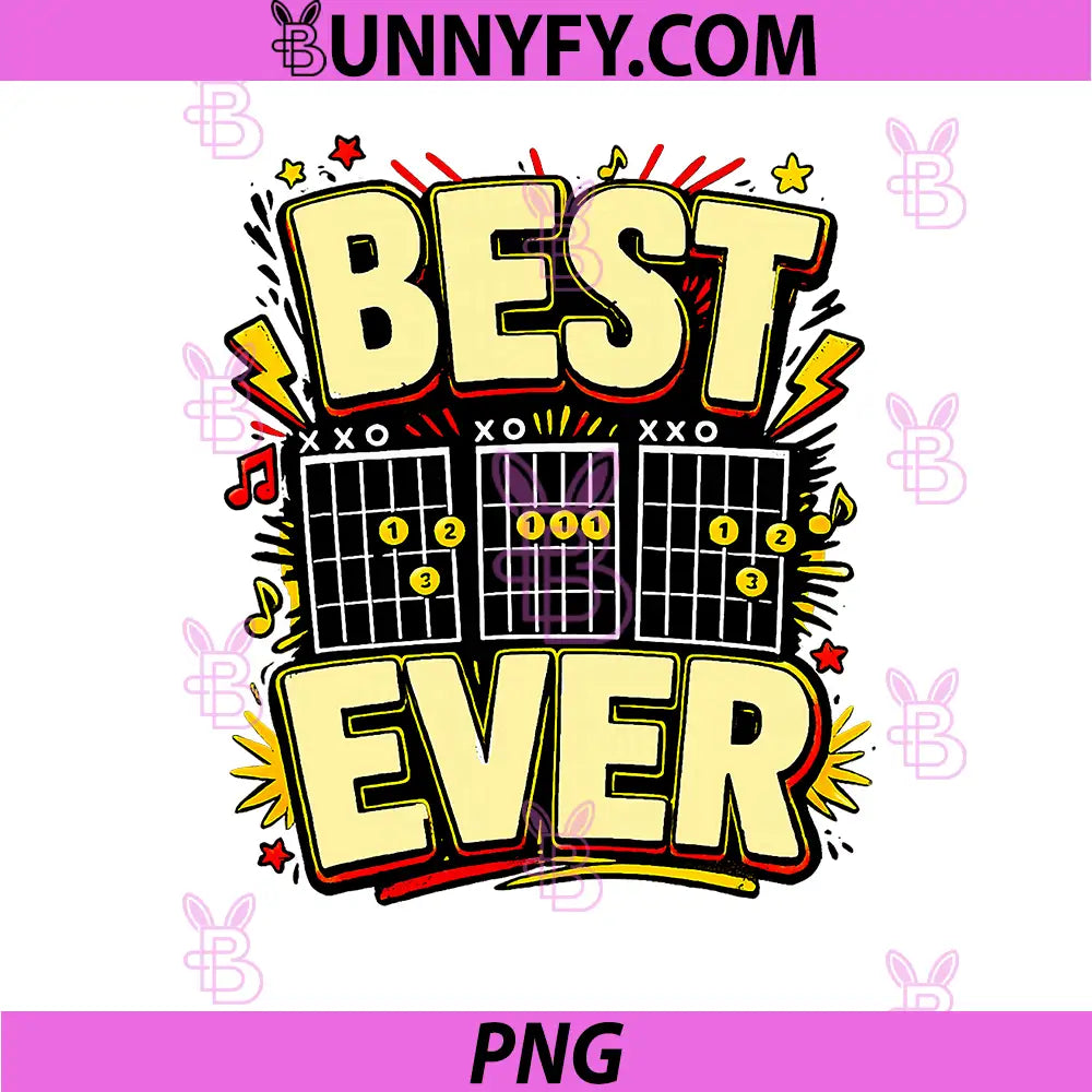 Best Dad Ever PNG, Guitar Chords Musician PNG, Father Design Rockstar PNG