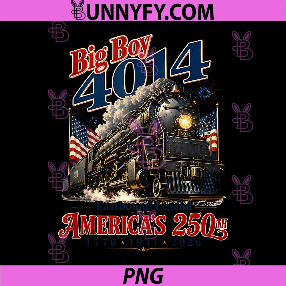 Big Boy 4014 Train 4th of July PNG, Retro America Flag PNG
