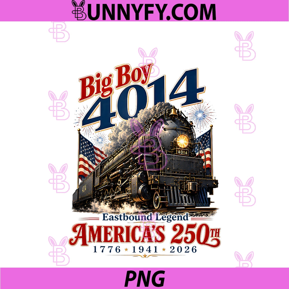 Big Boy 4014 Train PNG, 4th Of July Retro America Flag PNG