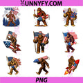 Bigfoot America Flag PNG Bundle, 4th of July Funny PNG