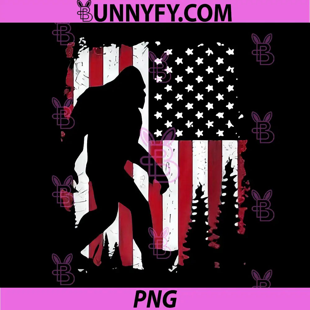 Bigfoot 4th of July PNG, American USA Flag Patriotic PNG