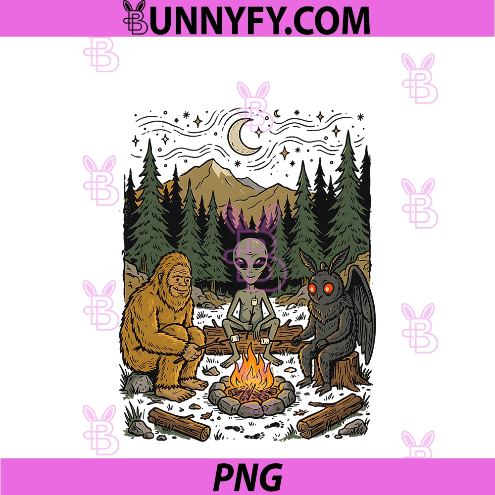 Bigfoot Alien Mothman PNG, Camping Nature PNG