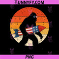 Bigfoot Fireworks 4th of July PNG, Patriotic Sasquatch USA Flag PNG