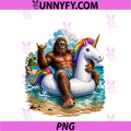 Bigfoot Goes On Vacation PNG, Sasquatch Unicorn Float Pool Party PNG