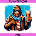 Bigfoot Holding Beer USA Flag PNG, Sasquatch 4th of July PNG