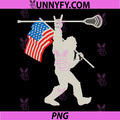 Bigfoot Lacrosse Player Sasquatch PNG, American Flag 4th of July PNG