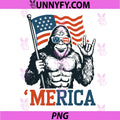 Bigfoot Merica Rock Hand PNG, American Flag Patriotic 4th of July PNG