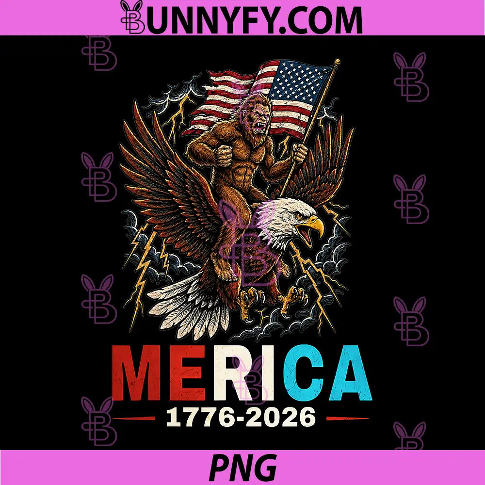 Bigfoot Riding Eagle Patriotic PNG, 4th of July American USA Flag PNG