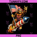 Bigfoot Riding Rocket PNG, American Flag 4th of July Sasquatch PNG