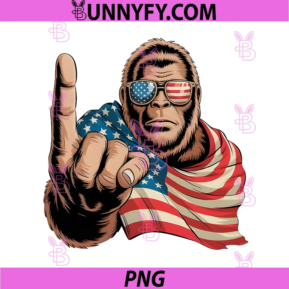 Bigfoot Rock Patriotic Sasquatch PNG, American Flag 4th of July PNG