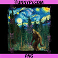 Bigfoot Starry Night Van Gogh PNG, Sasquatch Art Funny Performance PNG