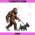 Bigfoot Walking Scottish Terrier Dog PNG, Funny Sasquatch PNG