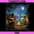 Bigfoot and Alien PNG, Loch Ness Campfire Sasquatch PNG, Funny Camping PNG