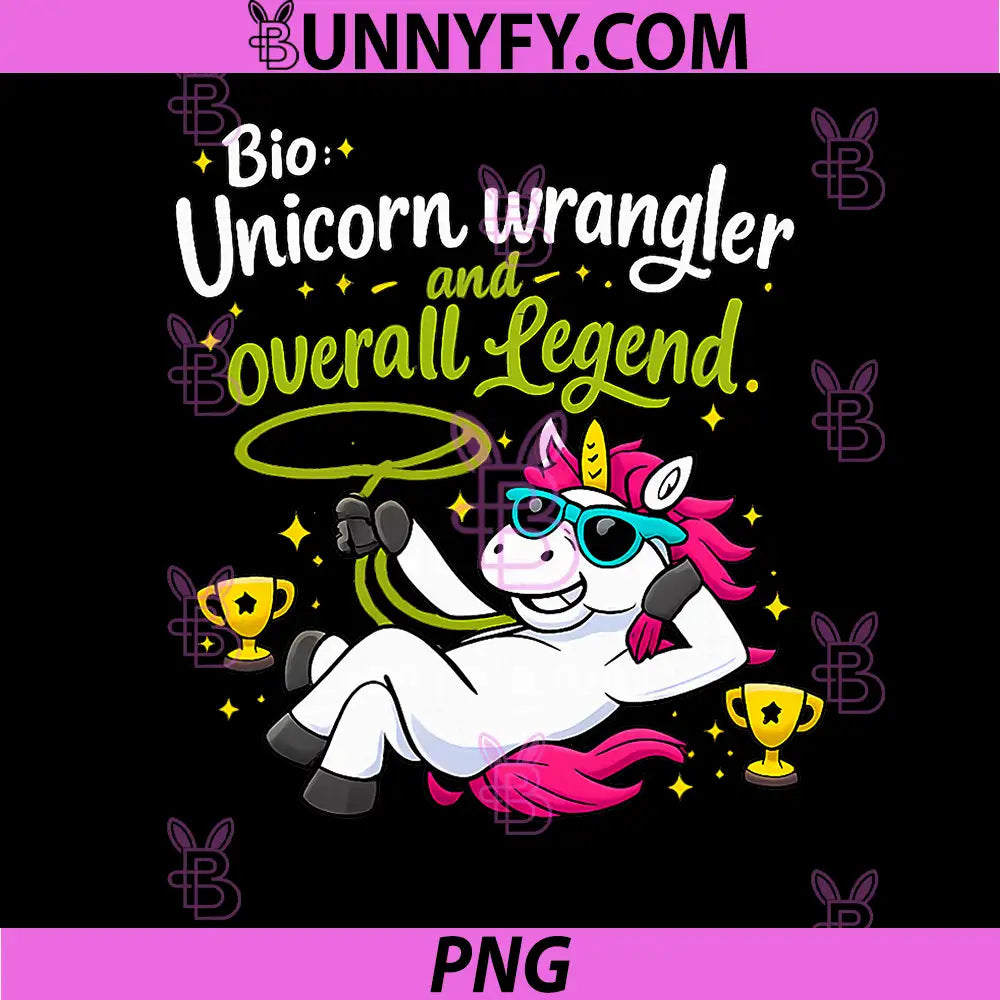 Bio Unicorn Wrangler Overall Legend PNG, Cartoon Graphic PNG