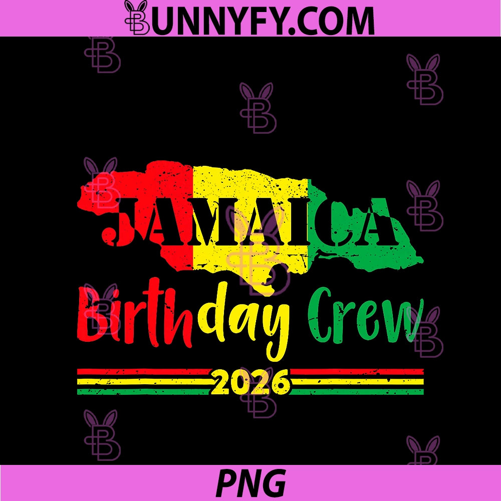 Birthday Crew Jamaica 2026 PNG, Tropical Island Family Vacation PNG