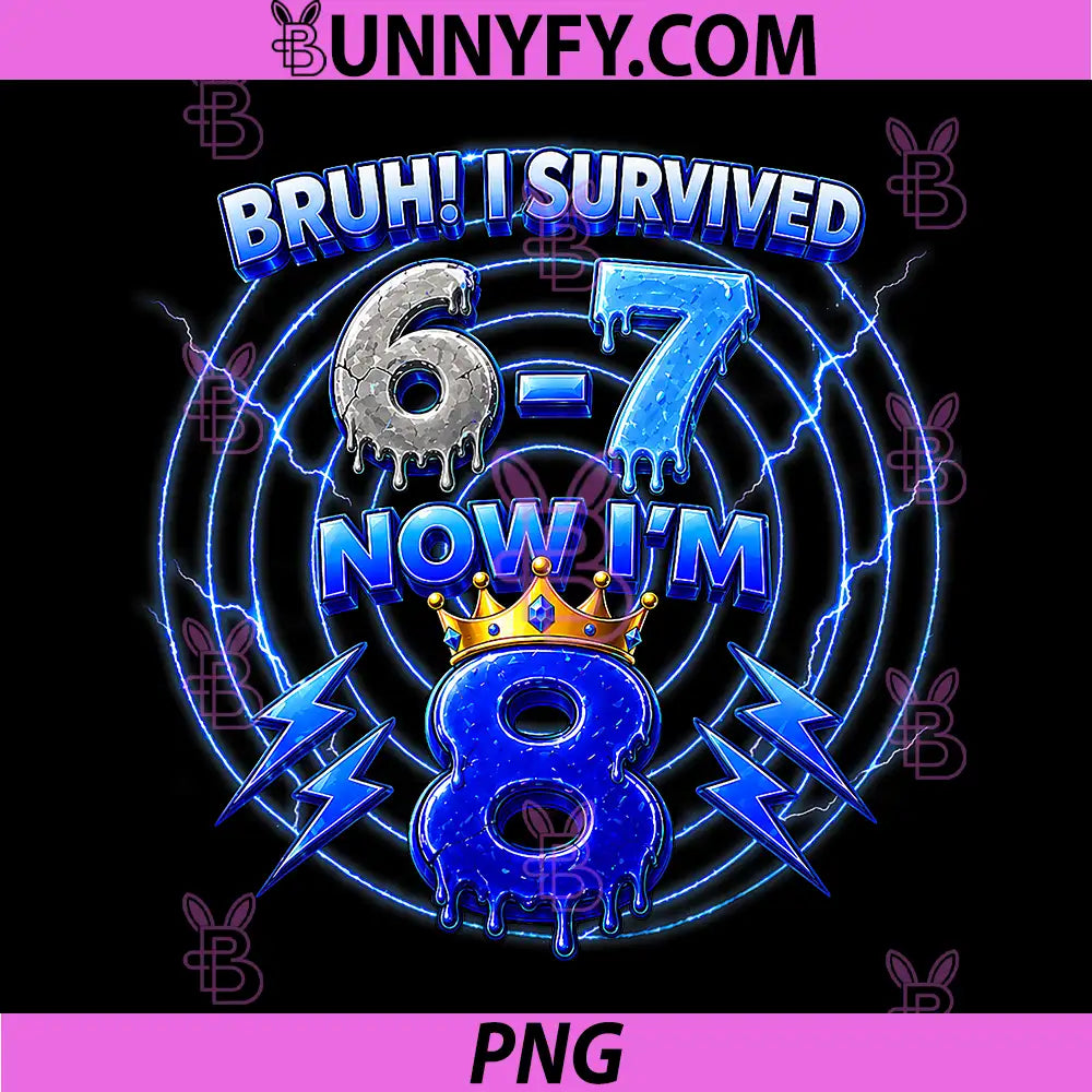 Birthday 8 Year Old Boys PNG, Bruh I Survived 67 PNG