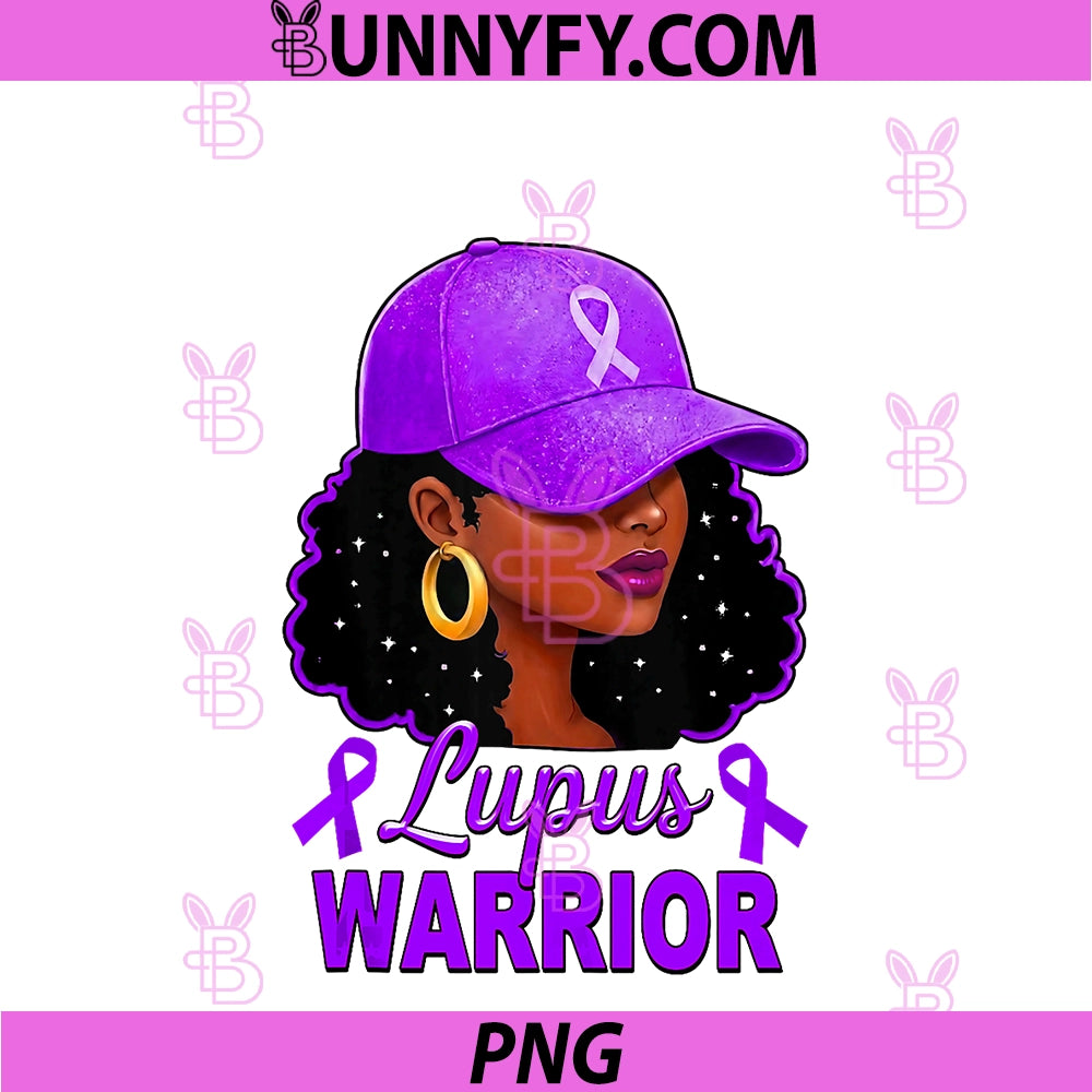 Black Afro Girl Woman Lupus Warrior PNG, Purple Awareness Ribbon PNG