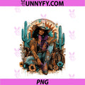 Black Afro Melanin Cowgirl Queen PNG, Western Rodeo Country Girl PNG