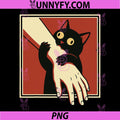 Black Cat Biting Arm Retro Art PNG, Dark Humor Vintage Poster PNG