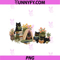 Black Cat Reading Book Cottagecore Pink PNG, Plant Floral Cozy PNG