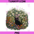 Black Cat Wildflower PNG, Funny PNG