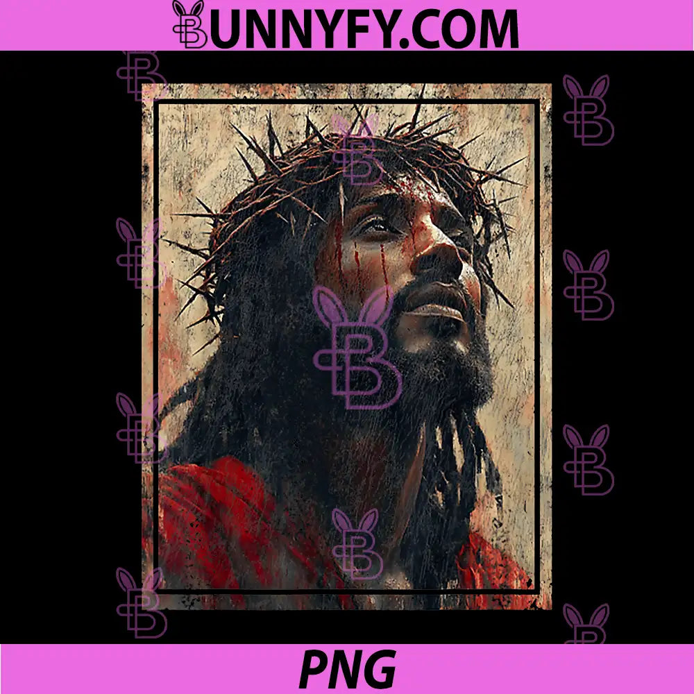 Black Jesus Face of Jesus PNG, Cross with Crown of Thorns PNG