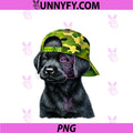 Black Lab Puppy In Camo Cap Dog Lover PNG, Art PNG