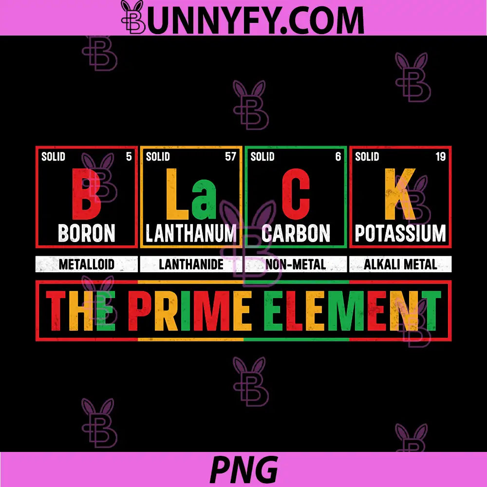 Black The Prime Element PNG, Black History Month Periodic Table PNG