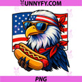 Blad Eagle with American PNG, Flag and Hotdog for 4th of july PNG