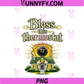 Bless This Thermostat PNG, HVAC Humor Cartoon House Halo PNG