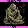 Blowing Wishes PNG, Funny Bigfoot Blowing Dandelion Vintage Art PNG