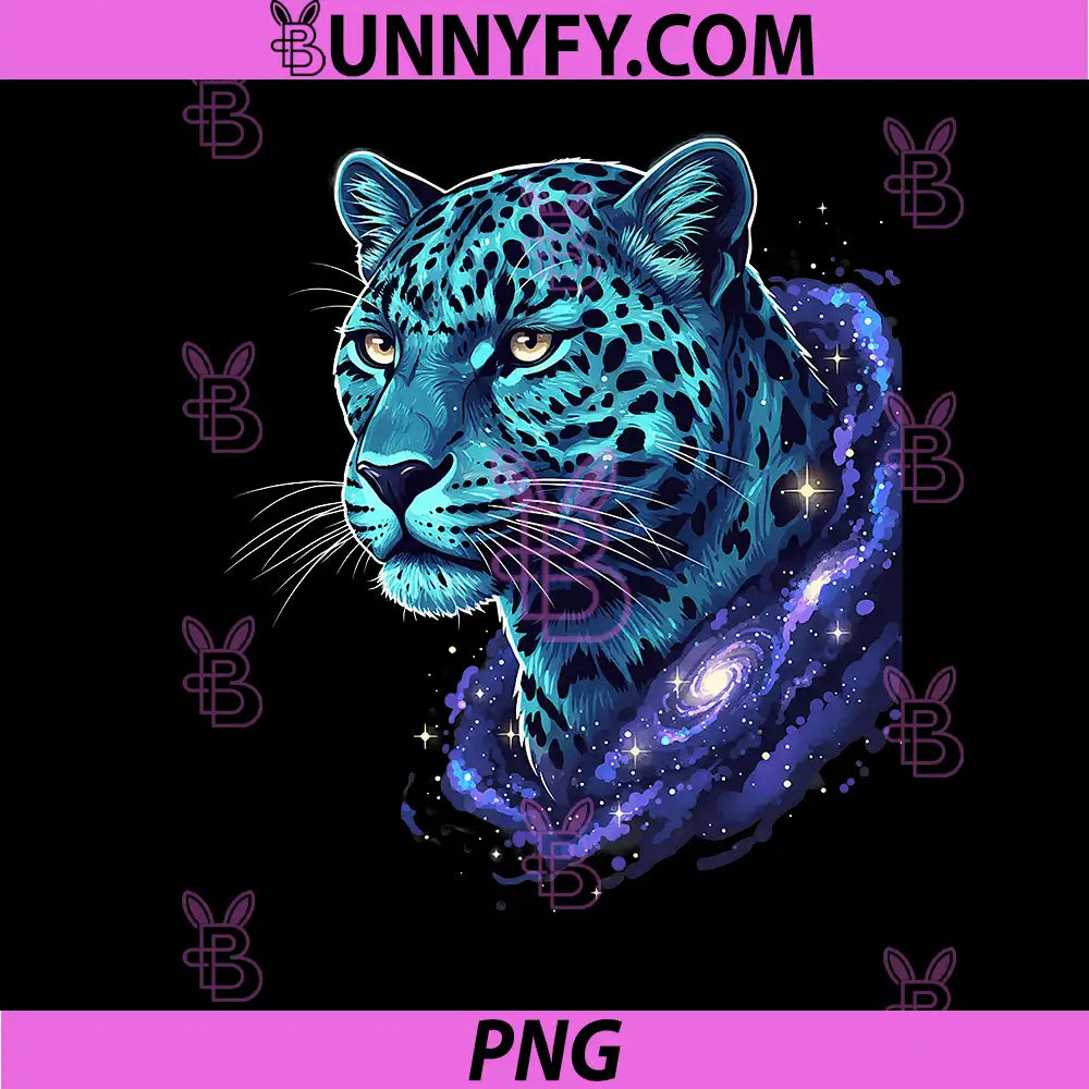 Blue Leopard Galaxy Art PNG, Jungle Animals PNG, Space Panther PNG