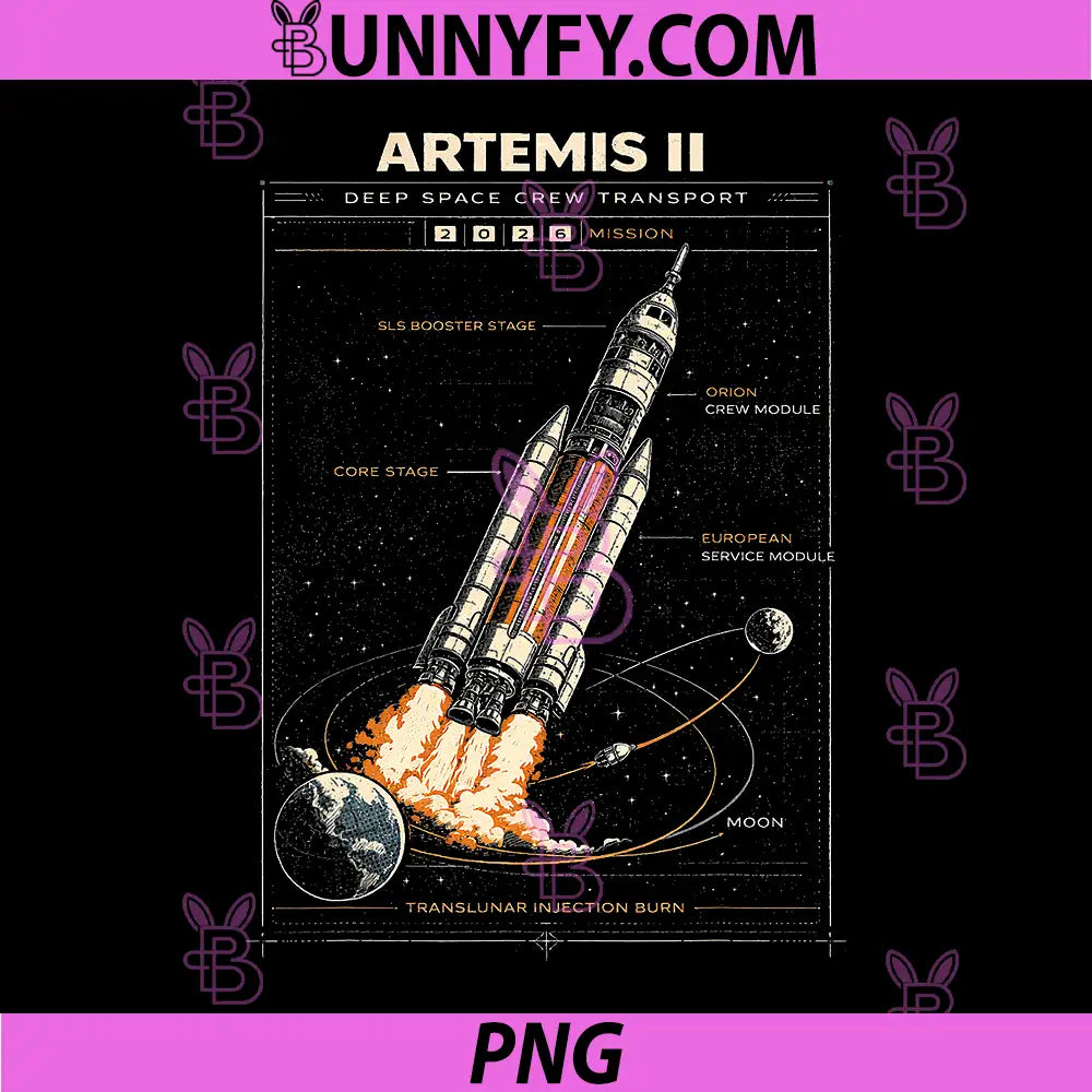 Blueprint Space Rocket Launch PNG, Mission to The Moon Artemis 2 PNG