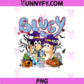Bluey Bingo Cute Halloween Witch Family PNG, Bluey Pumpkin Spooky Night PNG