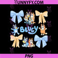 Bluey Bingo Family Coquette Bow Design PNG, Bluey Cute Cartoon Bow Art PNG