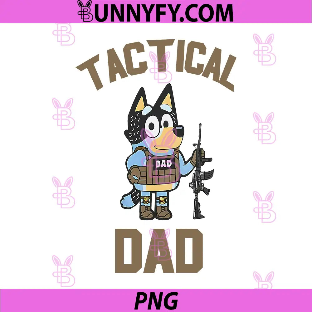 Bluey Tactical Dad Military Cartoon Character PNG, Bluey Dad Tactical Style Art PNG