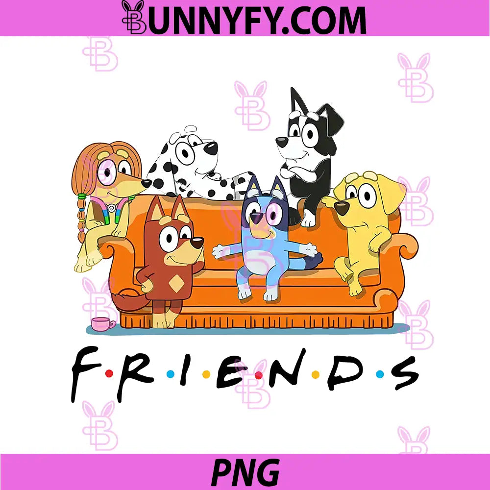 Bluey Friends Cartoon Couch Scene PNG, Bluey And Friends Sofa Art PNG