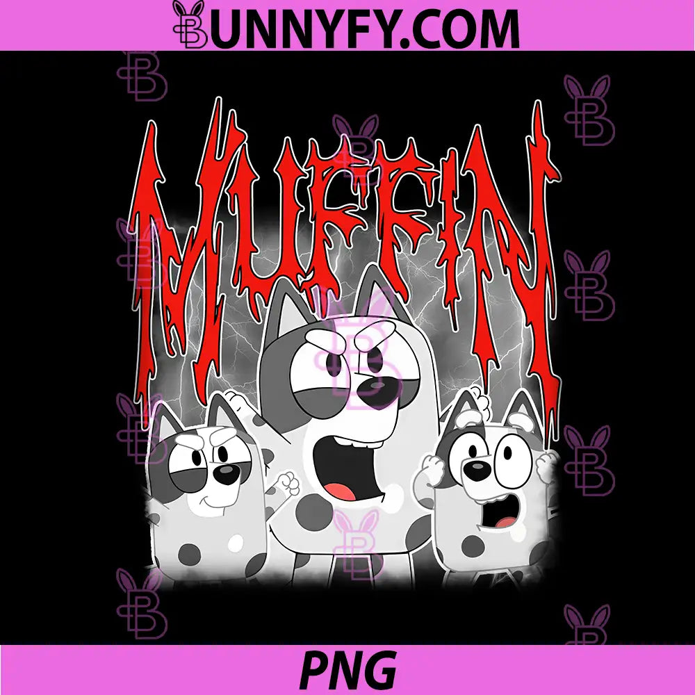 Muffin Horror Scream Cartoon Design PNG, Bluey Muffin Dark Lightning PNG