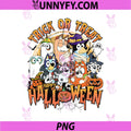 Trick Or Treat Happy Halloween Bluey PNG, Bluey Halloween Family PNG