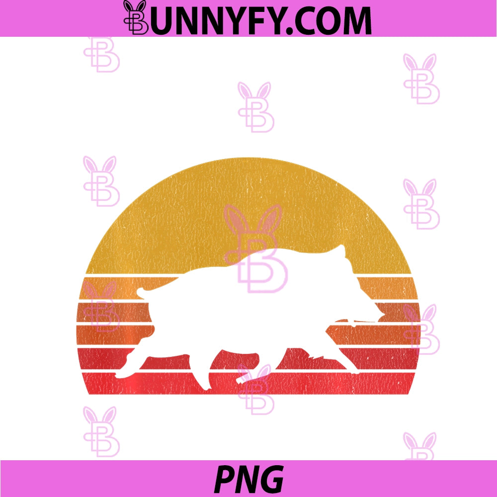 Boar Hunting PNG, Retro Sunset Wild Pigs Boar Hunter Performance PNG