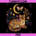 Boho Celestial Tonkinese PNG, Cat Moon Floral PNG