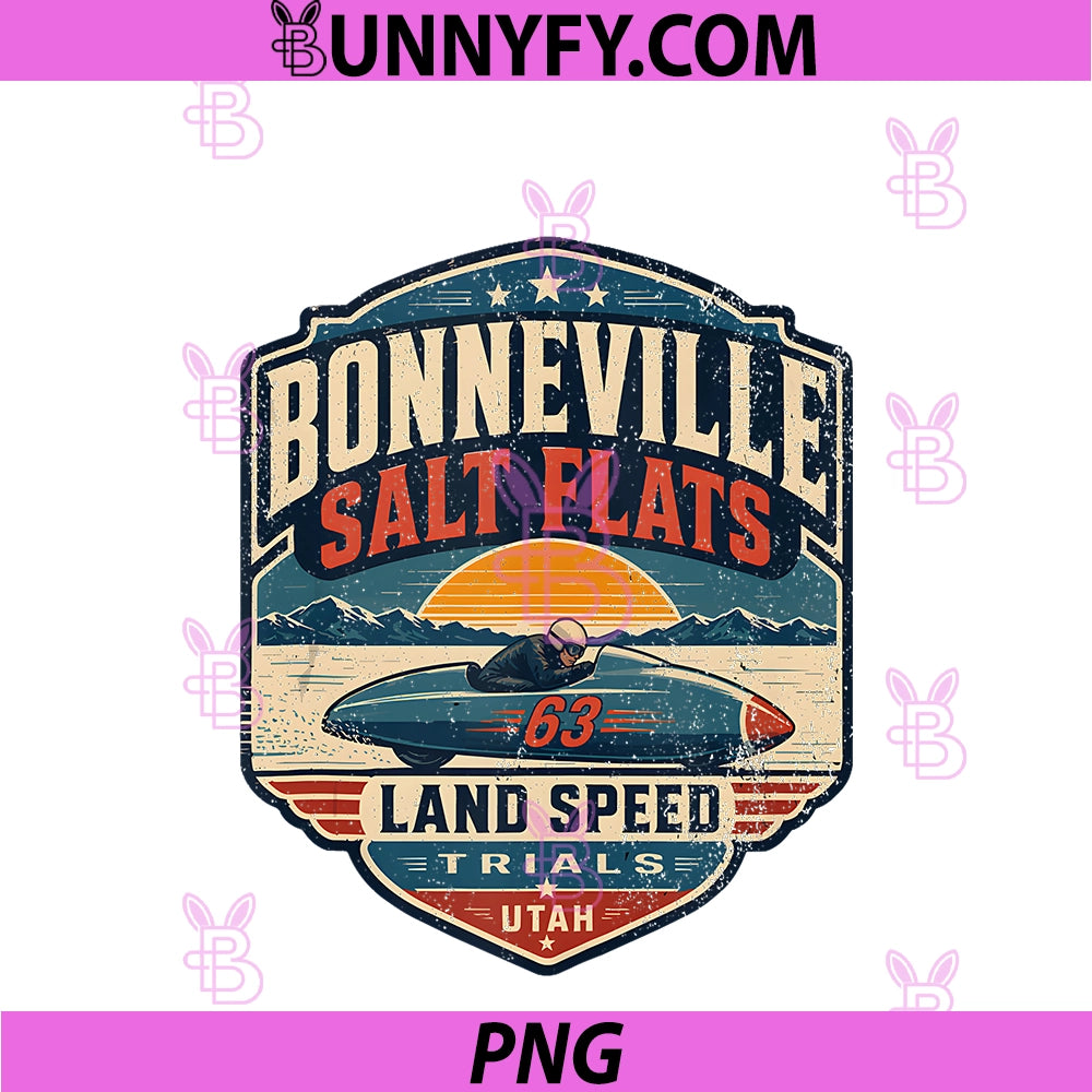 Bonneville Salt Flats PNG, Vintage Style Land Speed Motorcycle PNG
