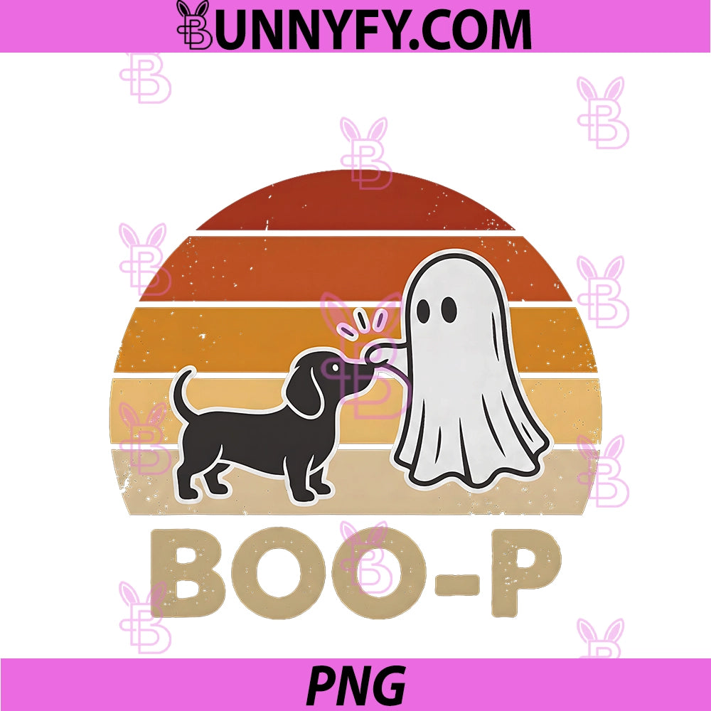 Boo-p Dog Ghost PNG, Funny Halloween Dachshund Dog Mom Retro PNG