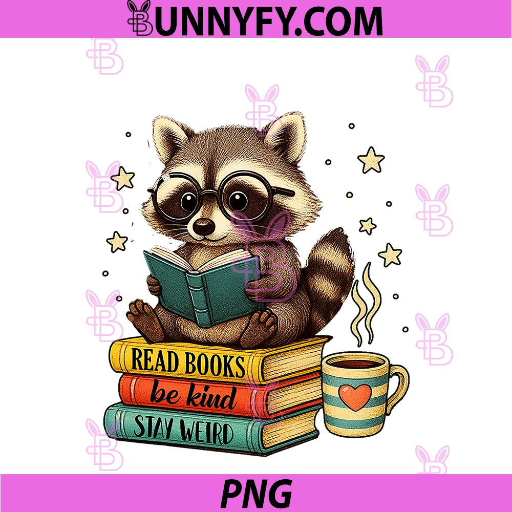 Book Lover Racoon Reading PNG, Bookish Library Read Books Be Kind PNG