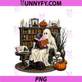 Booooks Ghost PNG, Funny Halloween Teacher Book Library Reading PNG