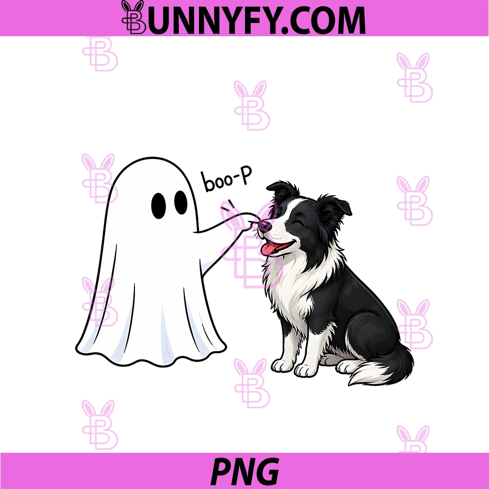 Border Collie Boo P Ghost Nose Boop PNG, Halloween Dog Lover PNG