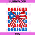 Boricua Coquette Bow Puerto Rico Flag PNG, Groovy Boricua Girl PNG